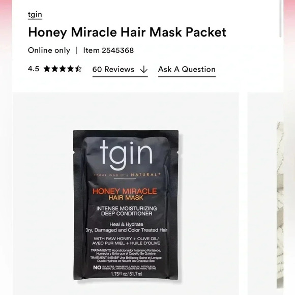 🛑MUST BUNDLE🛑 TGIN Honey Miracle Hair Mask Packet - 2 pack - Picture 2 of 5